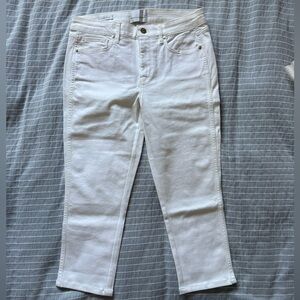 White High Rise Straight Capri Jeans